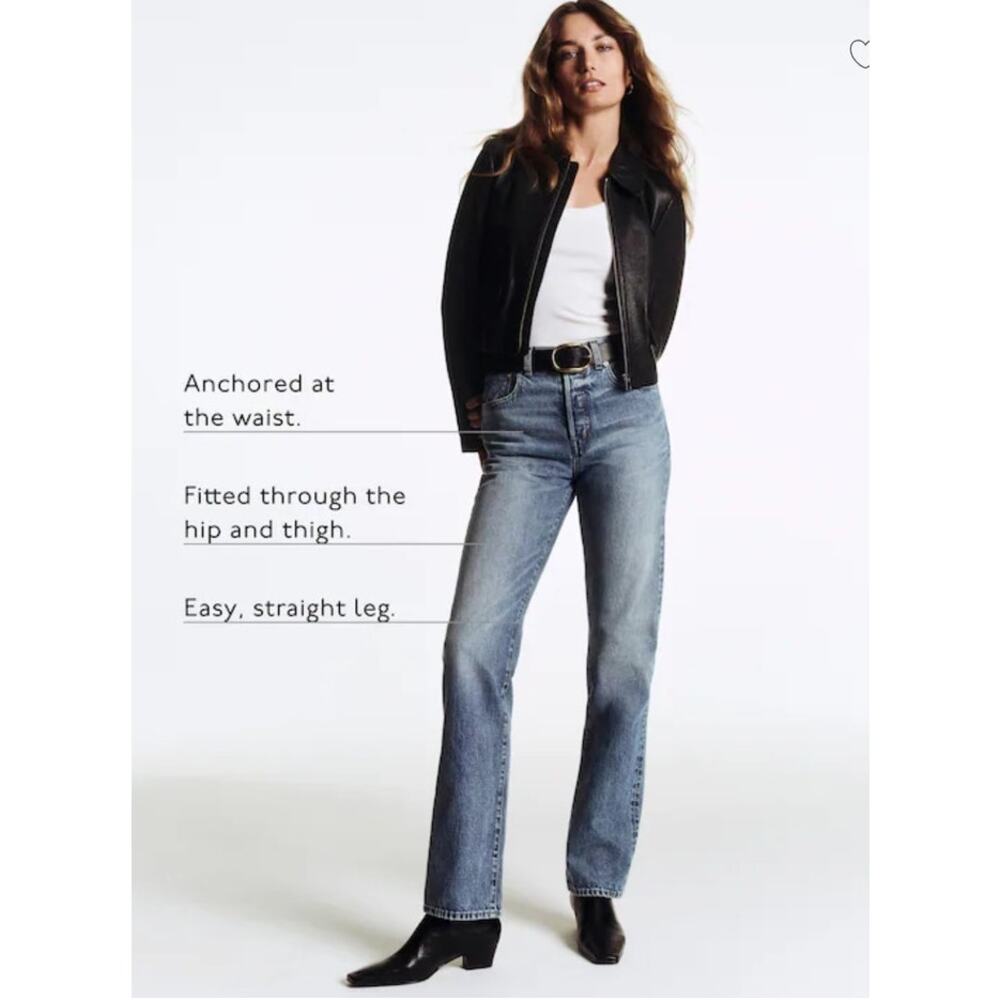 NWT Madewell The Curvy Longline Straight Jean Blue 28
